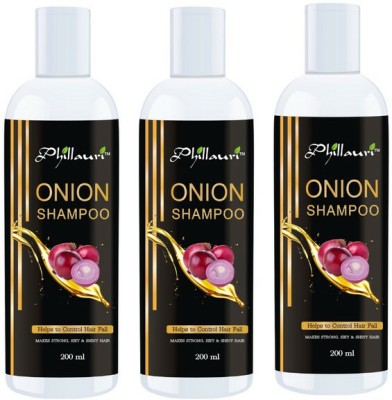 Phillauri Onion Shampoo for Hair Growth and Hair Fall Control (Pack of 3, 200ml Each)(600 ml)