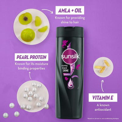 SUNSILK Stunning Black Shine Shampoo Moisturised and Shiny 170ml(170 ml)