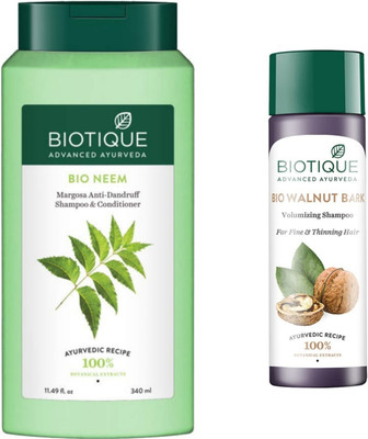 BIOTIQUE Neem 340ml Walnut 120ml Shampoo(460 ml)