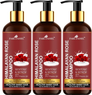 PARK DANIEL Premium Rose Shampoo -For Healthy and Shiny Hair Combo Pack 3 Bottle of 200 ml(600 ml)(600 ml)