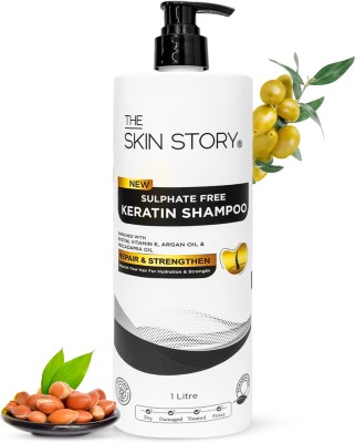 The Skin Story Sulphate Free Keratin Shampoo, Anti Frizz Hair, Split End & Damage Repair, Vit-E(1000 ml)