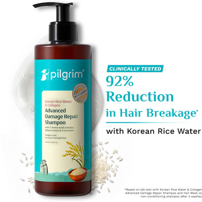 Pilgrim Korean Rice Water & Collagen Advanced Damage Repair Shampoo|Stronger Hair(400 ml)