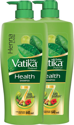 DABUR VATIKA Health Shampoo Heena & Amla Pack of 2.(1280 ml)