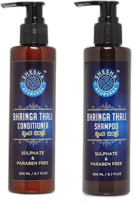shesha ayurveda Bhringa Thali Ayurvedic Shampoo & Conditioner Combo Kit 200 ML Each(200 ml)