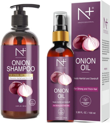 N PLUS PROFESSIONAL Onion Shampoo 300ml & Onion Oil 100ml Pack of 2(400 ml)