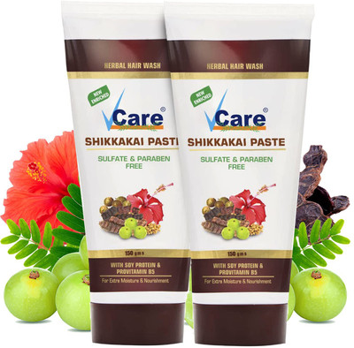 Vcare Shikkakai Paste Herbal Hair Wash with Soy Protein and Provitamin B5 (Pack Of 2)(150 ml)