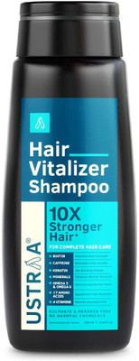 USTRAA Hair Vitalizer Shampoo-Dermatologically Tested, With Biotin, Caffeine & Keratin(250 ml)