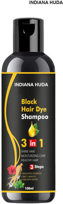 INDIANA HUDA Organic 3-in-1 Herbal Black Hair Shampoo - 100ml Color & Shine(100 ml)