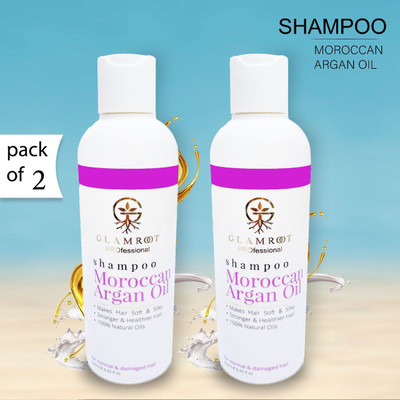 glamroot Moroccan Argan Oil Shampoo with Argan Oil for Smooth & Silky hairs. Pack of 2(500 ml)