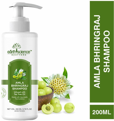 Earth Science Ayurveda Amla & Bhringraj Shampoo with Tea Tree, No SLS, Paraben Men or Women(200 ml)