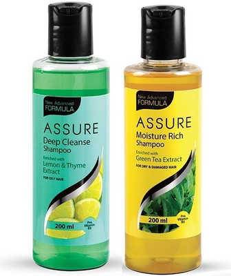 ASSURE Deep Cleanse Shampoo 200ml & Moisture Rich Shampoo 200ml(400 ml)