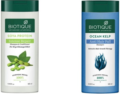BIOTIQUE Shampoo 180 ML - Soya Protein & Ocean Kelp (Pack Of 2)(180 ml)