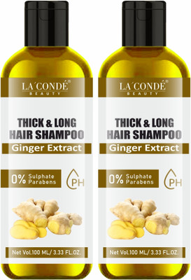 La'Conde Thick & Long Hair Shampoo with Ginger Extract Maintains PH Pack 2 of 100ML(200 ml)