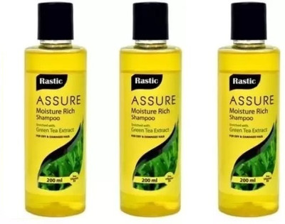 Rastic Assure Moisture Rich Shampoo With Green Tea Extract Pack of 3(600 ml)