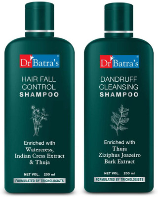Dr Batra's Dandruff Cleansing Shampoo - 200 ml and HairFall Control Shampoo- 200ml(400 ml)
