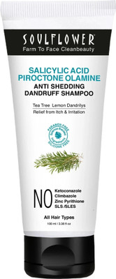 Soulflower Anti Dandruff Shampoo for Itchy & Flaky Scalp with Salicylic Acid, Tea Tree(100 ml)