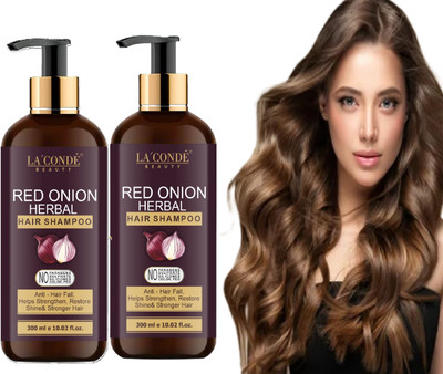 La'Conde Red Onion Shampoo Help to Reduce Fall, Nourish Roots & Restore Shine 300ml Pack2(600 ml)