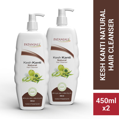 PATANJALI Kesh Kanti Natural Hair Cleanser, Shampoo for Strong & Shiny Hairs - 450ml x 2(900 ml)