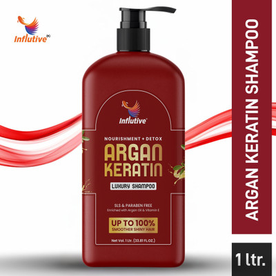 Influtive Argan Keratin Shampoo for Men and Women | Nourishing Smooth Hair Care 1L(1000 ml)