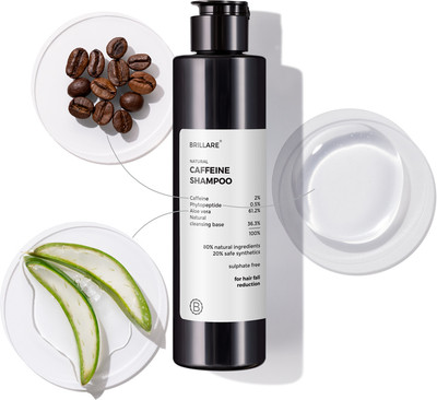 BRILLARE Natural Caffeine Anti-Hairfall shampoo | Boost Hair Growth with Peptides(200 ml)