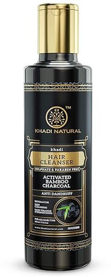 KHADI NATURAL Ayurvedic Activated Bamboo Charcoal Sulphate Paraben Free, 210 ml(210 ml)