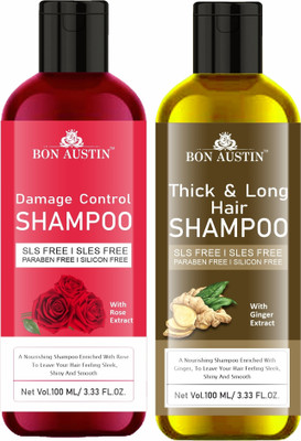 Bon Austin Damage Control Shampoo With Rose & Thick & Long Hair Shampoo Pack 2 of 100ML(200 ml)