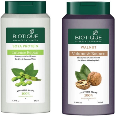 BIOTIQUE Walnut & Soya Protein Shampoo 340Ml (Set 2)(680 ml)