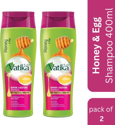 VATIKA Honey & Egg Shampoo with Repair & Restore 400ml (pack of 2)(800 ml)