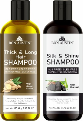 Bon Austin Thick & Long Hair Shampoo With Ginger & Silk & Shine Shampoo Pack 2 of 100ML(200 ml)