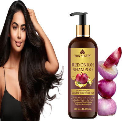 Bon Austin Red ONION SHAMPOO with Onion for Hair Growth & Hair Fall Control 300 ML Pack 1(300 ml)