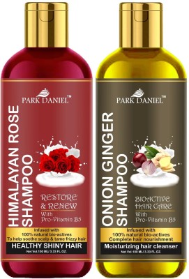 PARK DANIEL Premium Rose Shampoo & Onion Ginger Shampoo Combo Pack Of 2 bottle of 100 ml(200 ml)(200 ml)