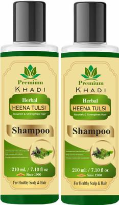 Premium Khadi Natural Heena Tulsi Shampoo - Pack of 2(420 ml)