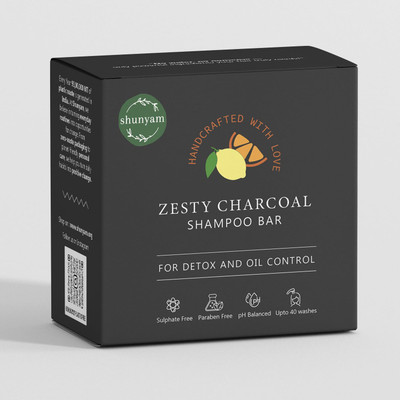 Shunyam Zesty Charcoal All-Natural Shampoo Bar for Oily Hair Pack of 2(2 L)