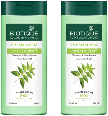 BIOTIQUE Fresh Neem Anti Dandruff Shampoo 180 ML (Pack Of 2)(360 ml)