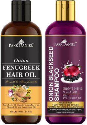 PARK DANIEL Premium Fenugreek Oil & Onion Blackseed Shampoo Combo Pack Of 2 bottle of 100 ml(200 ml)(200 ml)