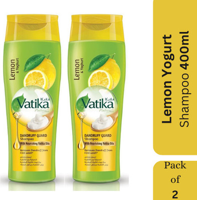 VATIKA Lemon & Yopgurt Shampoo with Dandruff Guard 400ml (pack of 2)(800 ml)