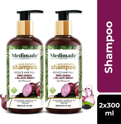 Medimade Hair Growth Shampoo with Red Onion & Black Seed - Pack of 2(600 ml)