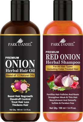 PARK DANIEL Premium ONION Hair oil and Shampoo Combo pack of 2 bottles of 100 ml(200 ml)(200 ml)