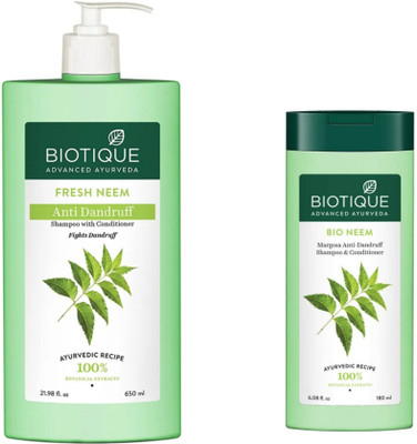 BIOTIQUE Shampoo Combo – Neem 650 ML & Neem 180 ML (830 ml)
