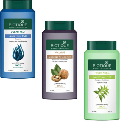 BIOTIQUE Fresh Neem & Walnut & Ocean Kelp Shampoo 340Ml (Pack Of 3)(1020 ml)