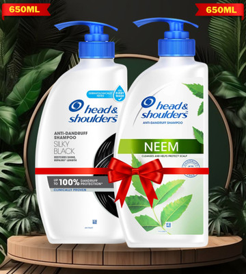 Head and Shoulders Neem & Silky Black Anti Dandruff Shampoo for shiny hair & protects scalp & hair(1300 ml)