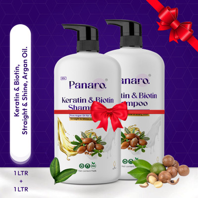PANARO Keratin & Biotin Shampoo | With Keratin and Argan Oil - 1000ml Pack of 2 | Combo(2 L)