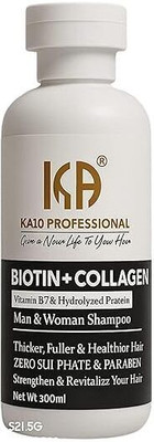 KA10 Professional Sulphate & Paraben Free Biotin Collagen 300ml Shampoo(300 ml)
