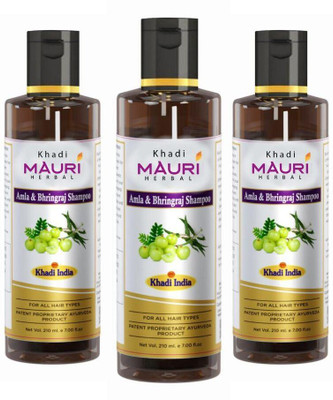 Khadi Mauri Amla & Bhringraj shampoo for hair fall control and root strengthening(Pack of 3)(630 ml)