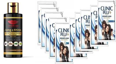 DOUBLE LIPS Clinic Plus Shampoo Pouch Pack of 10 With Anti Hair Fall Shampoo 200 ml