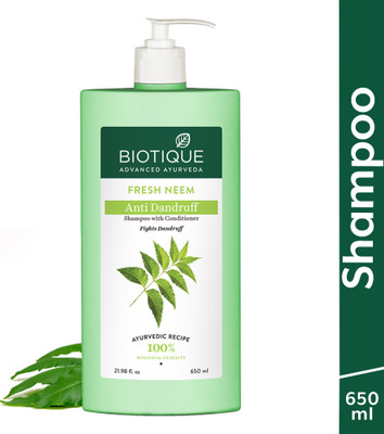 BIOTIQUE Fresh Neem Anti Dandruff Shampoo & Conditioner | Controls Dandruff & Dryness(650 ml)