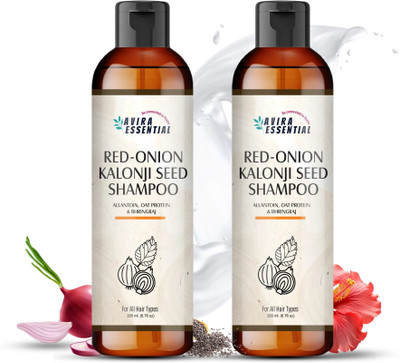 Avira Essential Onion Kalonji Shampoo| Hibiscus & Rosemary| For Women Men, Dandruff & Split Ends(400 ml)