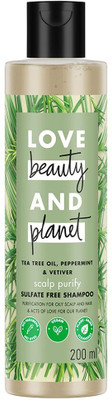 Love Beauty And Planet Tea Tree, Peppermint and Vetiver Sulfate Free Purifying Shampoo(200 ml)