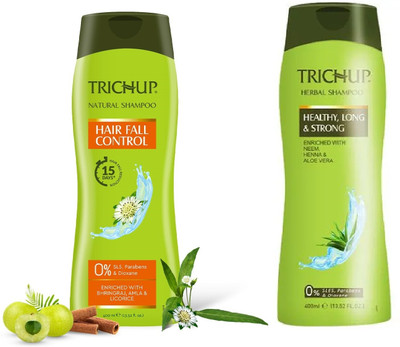 VASU Trichup Healthy Long&Strong and Hair Fall Control Shampoo Each 400 ML Pack of 2(800 ml)