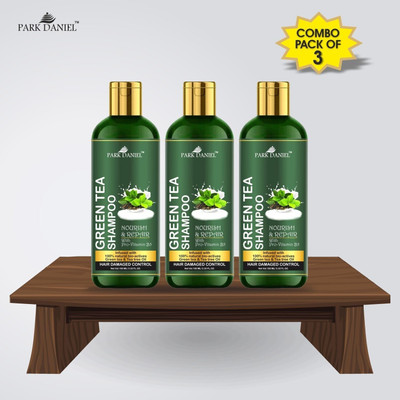PARK DANIEL Premium Green Tea Shampoo - For Damage Hair Control Combo Pack 3 Bottle of 100 ml(300 ml)(300 ml)